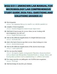 WGU D311 UNKNOWN LAB MANUAL FOR MICROBIOLOGY LAB COMPREHENSIVE STUDY GUIDE 2026 FULL QUEST