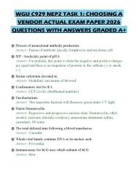 WGU C929 NEP2 TASK 1: CHOOSING A VENDOR ACTUAL EXAM PAPER 2026 QUESTIONS WITH ANSWERS GRAD