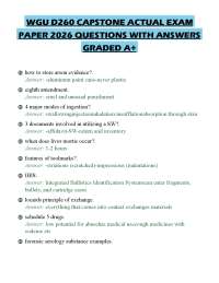 WGU D260 CAPSTONE ACTUAL EXAM PAPER 2026 QUESTIONS WITH ANSWERS GRADED A+