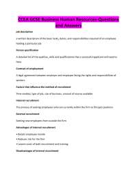 CCEA GCSE Business Human Resources-Questions and Answers