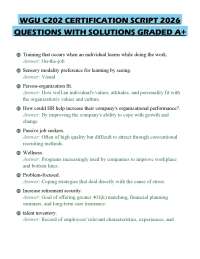 WGU C202 CERTIFICATION SCRIPT 2026 QUESTIONS WITH SOLUTIONS GRADED A+