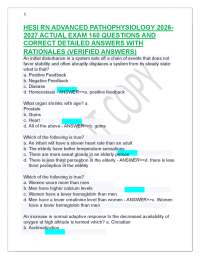 HESI RN ADVANCED PATHOPHYSIOLOGY 2026 2027 ACTUAL EXAM 160 QUESTIONS AND CORRECT ANSWERS