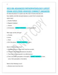 HESI RN ADVANCED PATHOPHYSIOLOGY LATEST EXAM 2025/2026 VERIFIED CORRECT ANSWERS