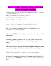 CA RE Principle - taxation| Quizzes with 100% Correct Solutions & Verified