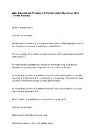 WGU Educational Assessment Practice Exam Questions With Correct Answers