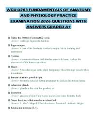 WGU D203 FUNDAMENTALS OF ANATOMY AND PHYSIOLOGY PRACTICE EXAMINATION 2026 QUESTIONS WITH A