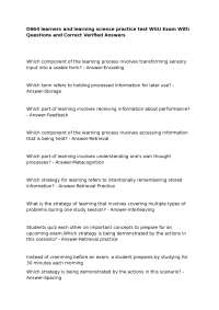 D664 learners and learning science practice test WGU Exam With Questions and Correct Verif