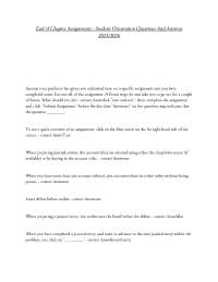 End of Chapter Assignments - Student Orientation Questions And Answers 2025/2026