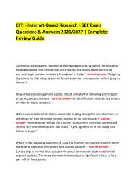 CITI - Internet-Based Research - SBE Exam Questions & Answers 2026/2027 | Complete Review