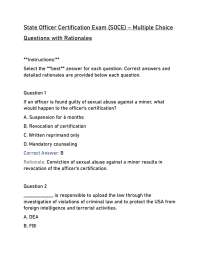 State Officer Certification Exam (SOCE): MCQs with Answers & Rationales – UK Edition