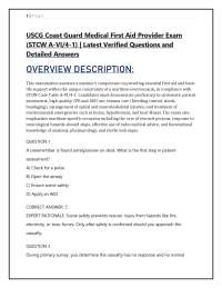 USCG Coast Guard Medical First Aid Provider Exam (STCW A-VI/4-1) | Latest Detailed Q&A