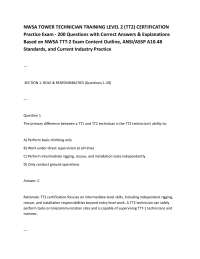 NWSA TOWER TECHNICIAN TRAINING LEVEL 2 (TT2) CERTIFICATION Practice Exam - 200 Questions