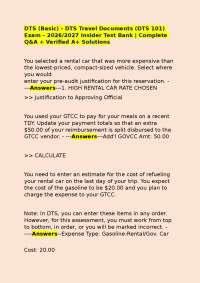 DTS (Basic) - DTS Travel Documents (DTS 101) Exam – 2026/2027 Insider Test Bank | Complete