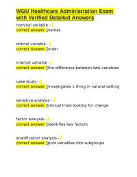 WGU Healthcare Administration Exam with Verified Detailed Answers