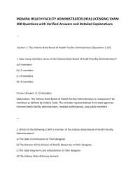 INDIANA HEALTH FACILITY ADMINISTRATOR (HFA) LICENSING EXAM 200 Questions with Verified An