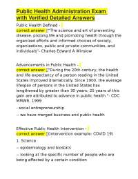 Public Health Administration Exam with Verified Detailed Answers