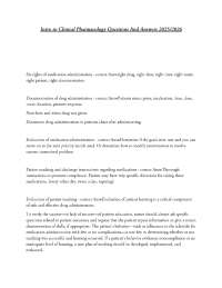 Intro to Clinical Pharmacology Questions And Answers 2025/2026