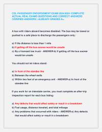CDL PASSENGER ENDORSEMENT EXAM 2024/2024 /COMPLETE ACTUAL REAL EXAMS QUESTIONS AND CORREC