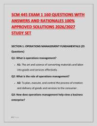 SCM 445 EXAM 1 160 QUESTIONS WITH ANSWERS AND RATIONALES 100% APPROVED SOLUTIONS 2026/20