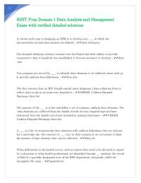 RHIT Prep Domain 1 Data Analysis and Management Exam with verified detailed solutions