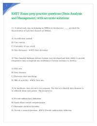 RHIT Exam prep practice questions (Data Analysis and Management) with accurate solutions