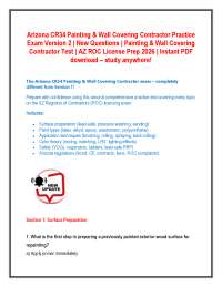 Arizona CR34 Painting & Wall Covering Contractor Practice Exam Version 2 | New Questions