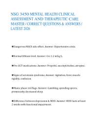 NSG 3450 MENTAL HEALTH CLINICAL ASSESSMENT AND THERAPEUTIC CARE MASTER