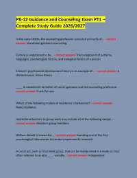 PK-12 Guidance and Counseling Exam PT1 – Complete Study Guide 2026/2027