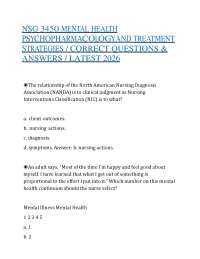 NSG 3450 MENTAL HEALTH PSYCHOPHARMACOLOGYAND TREATMENT STRATEGIES