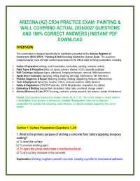ARIZONA (AZ) CR34 PRACTICE EXAM: PAINTING & WALL COVERING ACTUAL 2026/2027 QUESTIONS AND