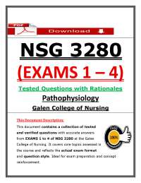NSG 3280 Exams 1–4 Questions & Answers (2026/2027) | Pathophysiology | Galen (PDF)