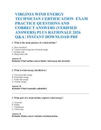 Virginia Wind Energy Technician Certification Exam Questions & Answers 2026 | Verified Ans
