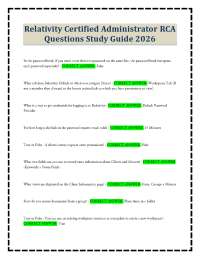 Relativity Certified Administrator RCA Questions Study Guide 2026