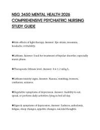 NSG 3450 MENTAL HEALTH 2026 COMPREHENSIVE PSYCHIATRIC NURSING STUDY GUIDE