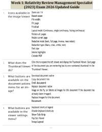 Week 1:Relativity Review Management Specialist (2023) Exam 2026 Updated Guide