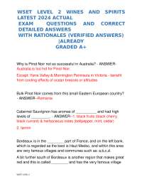 WSET LEVEL 2 WINES AND SPIRITS LATEST 2024 ACTUAL EXAM QUESTIONS AND CORRECT DETAILED ANS
