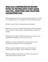WGU D333 COMPREHENSIVE REVIEW ETHICS IN TECHNOLOGY STUDY GUIDE 2026 FULL QUESTIONS AND SOL