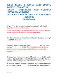 WSET LEVEL 2 WINES AND SPIRITS LATEST 2024 ACTUAL EXAM QUESTIONS AND CORRECT DETAILED ANS