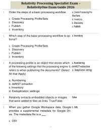 Relativity Processing Specialist Exam – RelativityOne Exam Guide 2026