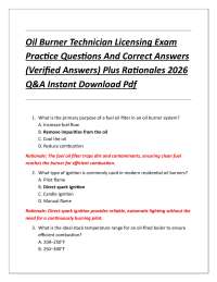 Oil Burner Technician Licensing Exam Practice Questions And Correct Answers (Verified An
