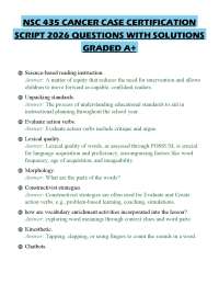 NSC 435 CANCER CASE CERTIFICATION SCRIPT 2026 QUESTIONS WITH SOLUTIONS GRADED A+