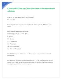 Colorado POST Study Guide questions with verified detailed solutions