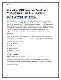 Connecticut (CT) Privacy Laws Exam | Latest Verified Questions and Detailed Answers