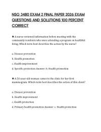NSG 3480 EXAM 2 FINAL PAPER 2026 EXAM QUESTIONS AND SOLUTIONS 100 PERCENT CORRECT