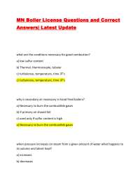 MN Boiler License Questions and Correct Answers| Latest Update