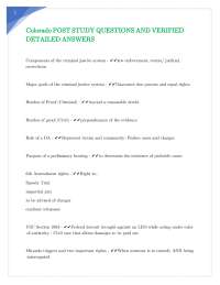 Colorado POST STUDY QUESTIONS AND VERIFIED DETAILED ANSWERS