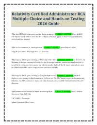 Relativity Certified Administrator RCA Multiple Choice and Hands on Testing 2026 Guide
