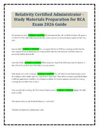 Relativity Certified Administrator - Study Materials Preparation for RCA Exam 2026 Guide