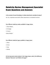 Relativity Review Management Specialist Exam Questions and Answers
