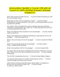Ammunition Handler’s Course 108 with all Correct & 100% Verified Answers |Already Graded A